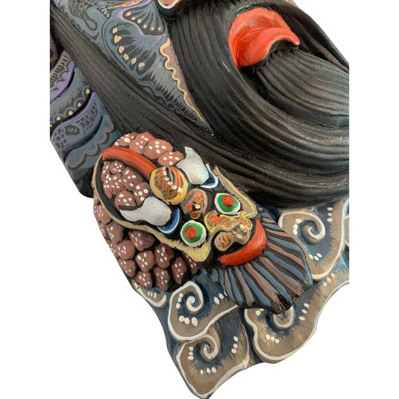 Handcrafted Chinese Guan Gong Yu Warrior Mask Wall Art Decor 16"x9" I10724 - Picture 7 of 9